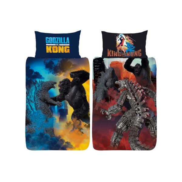 Godzilla Vs Kong Påslakanset Dubbel Svart/Blå/Orange Black/Blue/Orange Double