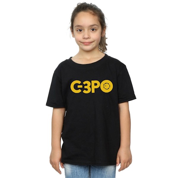 Star Wars Girls The Rise Of Skywalker C-3PO Text Logo Bomull T- Black 5-6 Years