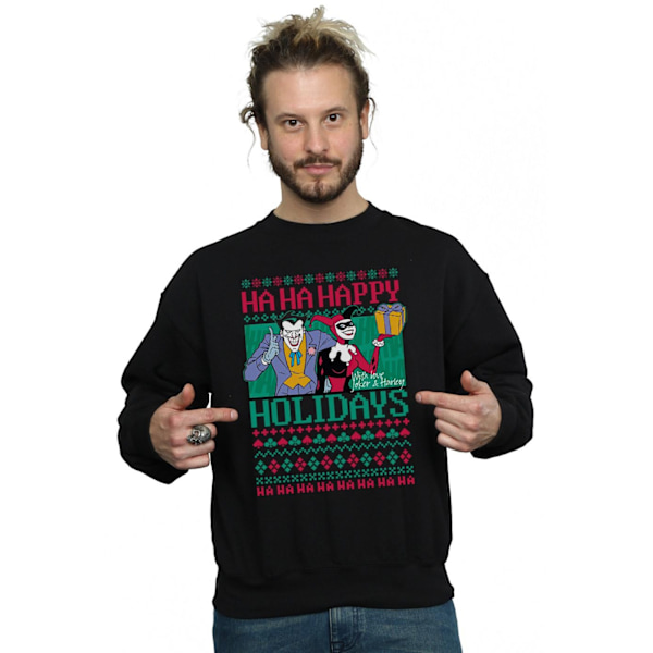 DC Comics Herr Joker Och Harley Quinn Ha Ha Happy Holidays Sweatshirt Black M