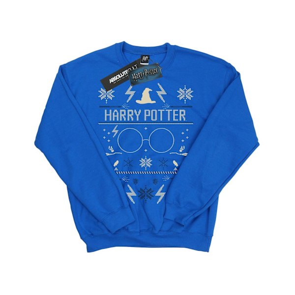 Harry Potter Pojkar Julmönstrad Sweatshirt 7-8 År Royal Royal Blue 7-8 Years