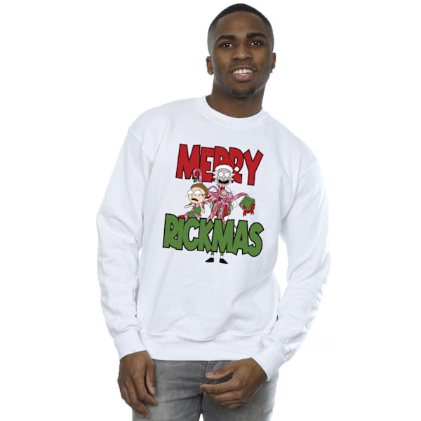 Rick And Morty Herr Merry Rickmas Sweatshirt M Vit White M