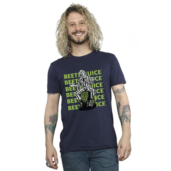 Beetlejuice Herr Pose Bomulls T-shirt L Marinblå Navy Blue L