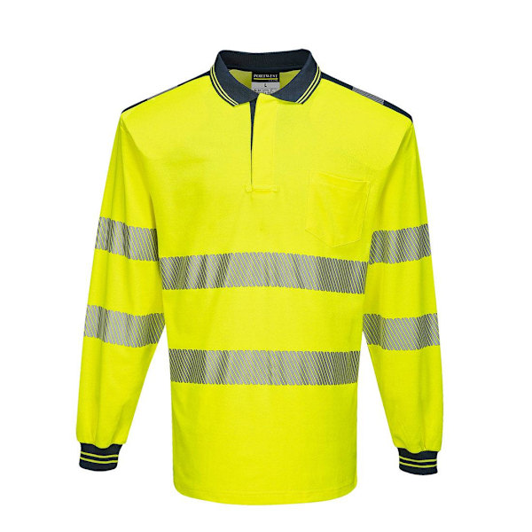 Portwest Herr PW3 Hi-Vis Komfort Långärmad Poloshirt 4XL Gul Yellow/Navy 4XL