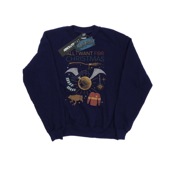 Harry Potter Herr All I Want For Christmas Sweatshirt 4XL Marinblå Navy Blue 4XL