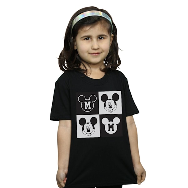 Disney Girls Mickey Mouse Smiling Squares Bomull T-shirt 9-11 år Black 9-11 Years