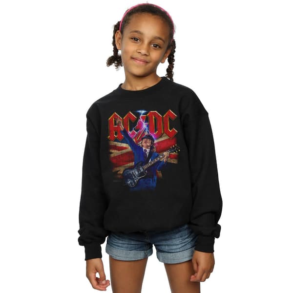 AC/DC Flickor Angus Union Flag Lightning Sweatshirt 5-6 År Svart Black 5-6 Years