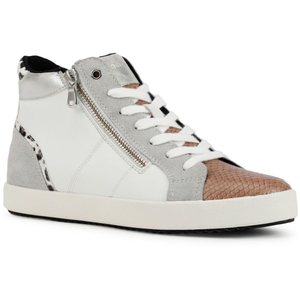 Geox Dam/Dam D Blomiee B Sneakers i mocka 6 UK Vit/Ljus White/Light Grey 6 UK