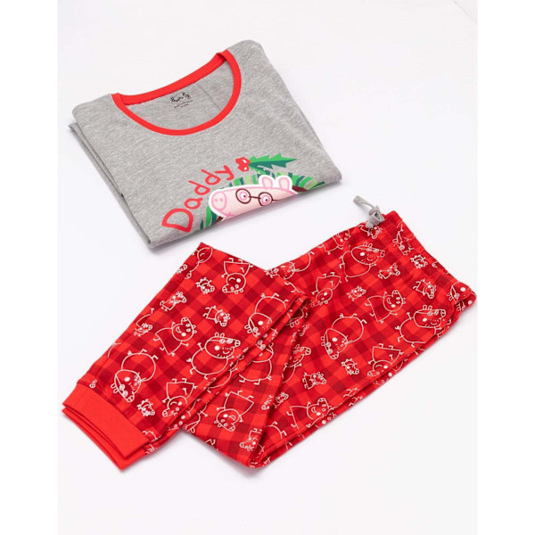 Greta Gris Herr Daddy Pig Julpyjamas Set L Röd/Grå Red/Grey L