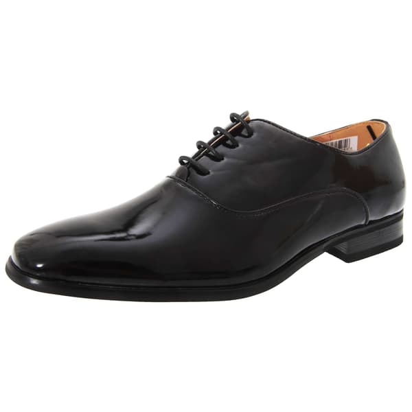 Goor herrlackskor i lackat PU med läderfoder och snörning Black Patent 8 UK
