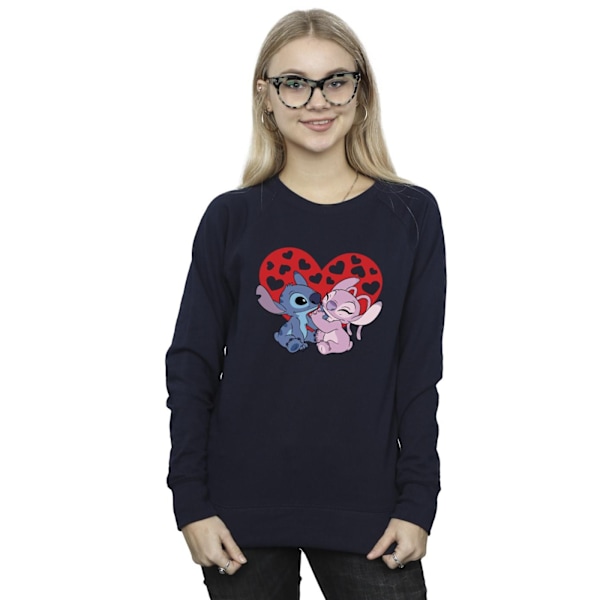 Disney Dam/Kvinnor Lilo & Stitch Hjärtan Sweatshirt M Marinblå Navy Blue M