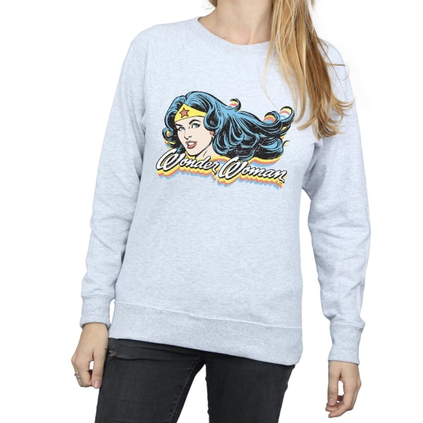 DC Comics Dam/Dam Wonder Woman Smile Sweatshirt XL Heathe Heather Grey XL