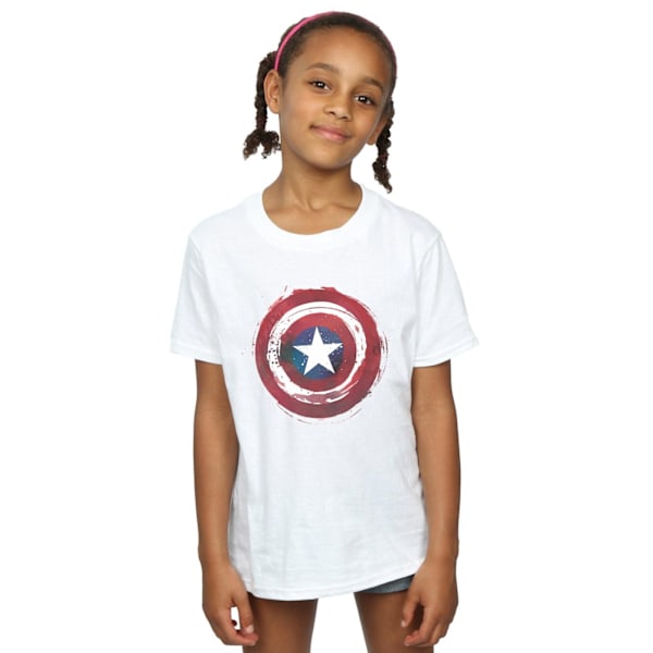 Marvel Girls Captain America Splatter Shield Bomull T-shirt 12- White 12-13 Years