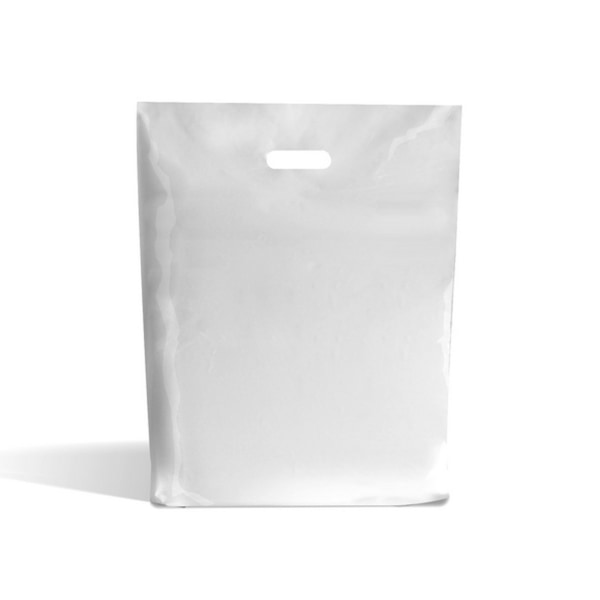 B2 HDPE Patch Handtag plastbärkassar (pack om 100) 37,5 x Swayze White 37.5 x 45 x 7.5cm