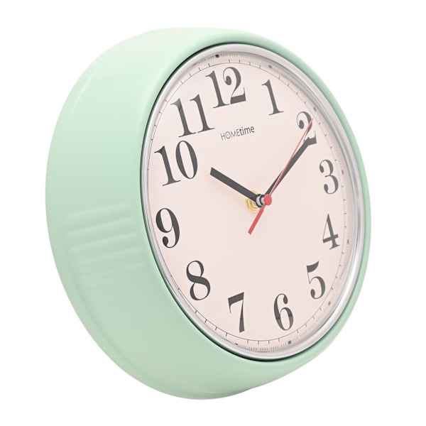 Hometime Rund Retro Salviagrön Metall Väggklocka 24cm One Size Salviagrön Sage One Size