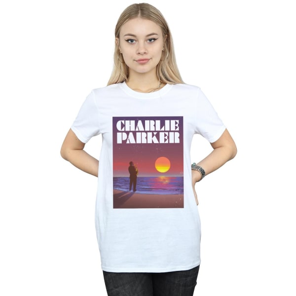 Charlie Parker Dam/Damer Into The Sunset Bomull Boyfriend T-shirt White 5XL