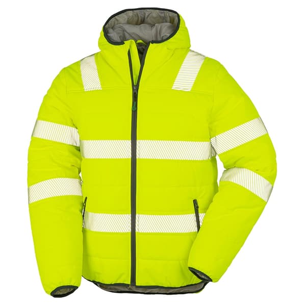 Result Äkta Återvunnen Herr Ripstop Säkerhetsvadderad Jacka M Flu Fluorescent Yellow M