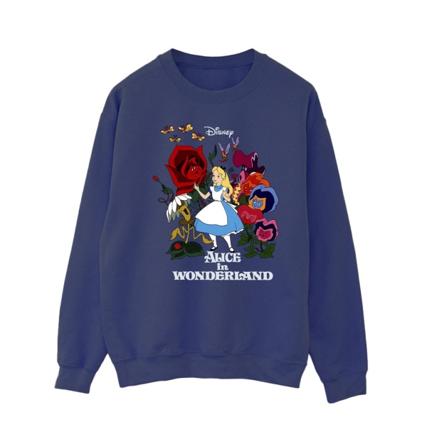 Disney Mens Alice In Wonderland Flowers Sweatshirt XL Marinblå Navy Blue XL