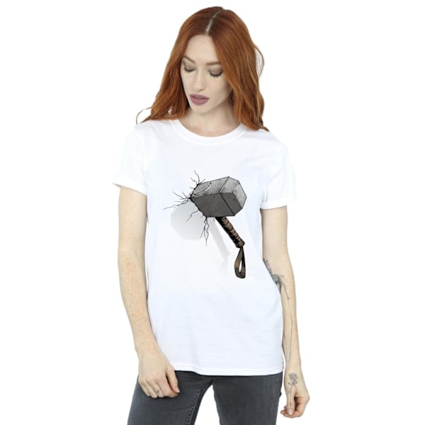 Marvel Universe Dam/Kvinnor Thor Hammer Crack Bomull Pojkvän White M