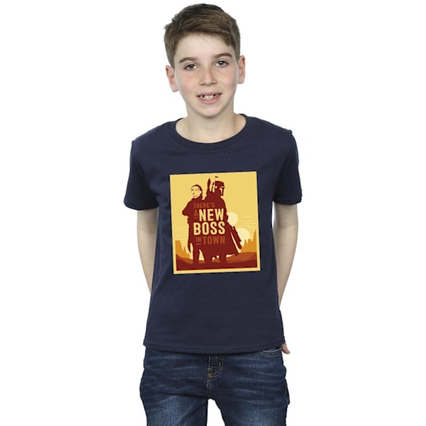 Star Wars Boys The Book Of Boba Fett New Boss Sun Silhouette T-shirt Navy Blue 7-8 Years
