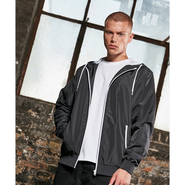 Bygg ditt varumärke herr Windrunner återvunnen jacka 4XL svart/vit Black/White 4XL