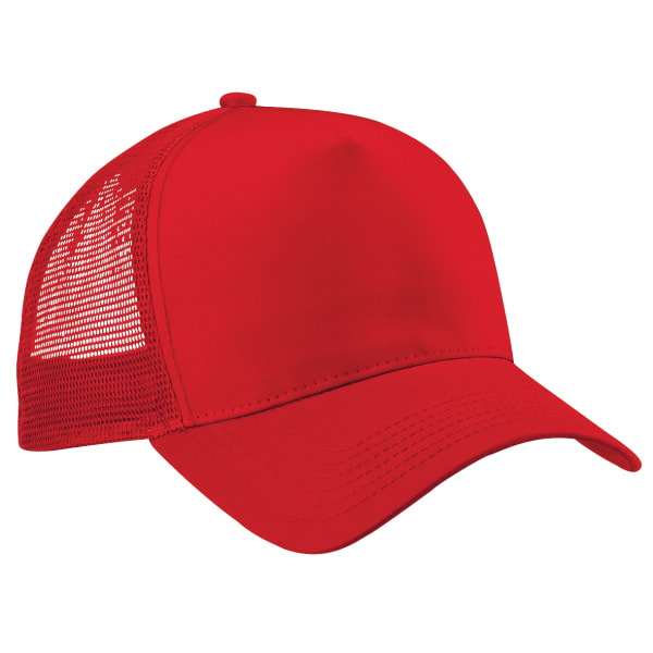 Beechfield Mens Half Mesh Trucker Cap / Huvudbonader (Pack of 2) På Classic Red/Classic Red One Size
