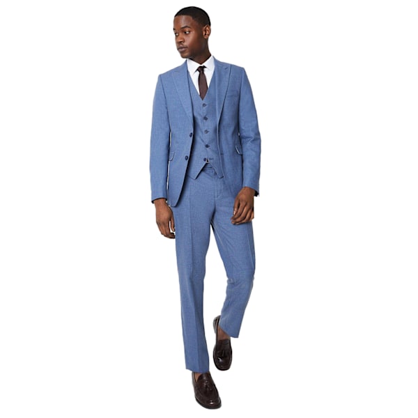 Burton Herr Peak Lapel Slim Bröllopskostym Byxor 32L Blå Blue 32L