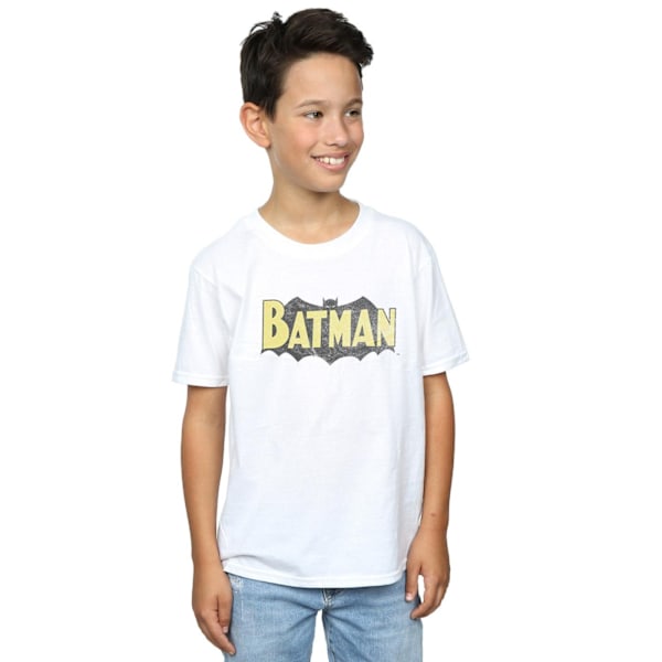 DC Comics Boys Batman Retro Shield Fade Distress T-Shirt 5-6 år White 5-6 Years