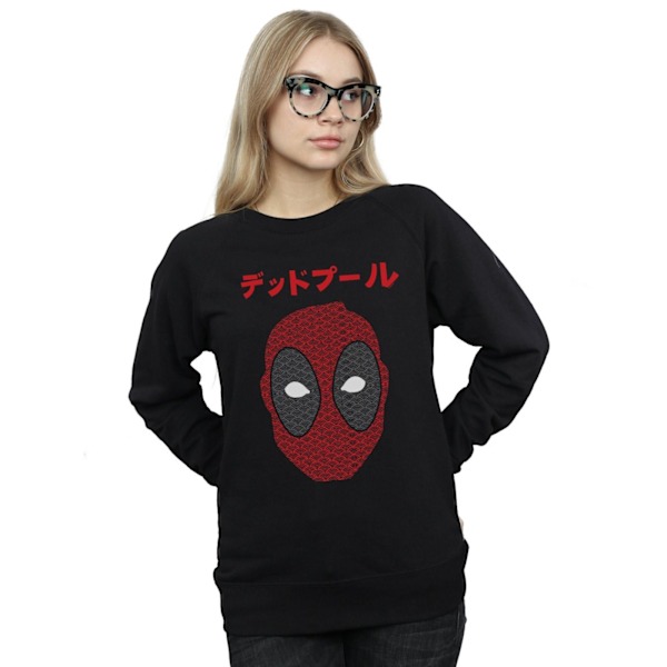 Marvel Womens/Ladies Deadpool Japansk Seigaiha Head Sweatshirt Black S