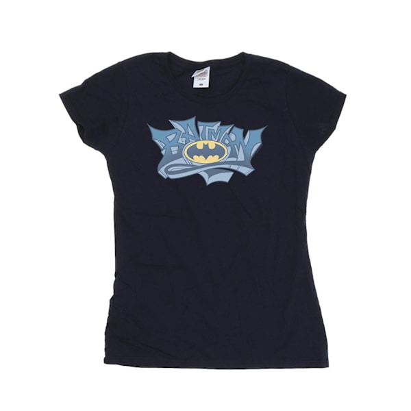 DC Comics Dam/Kvinnor Batman Graffiti Logo Bomull T-shirt XXL Navy Blue XXL