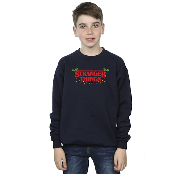 Netflix Boys Stranger Things Julbelysning Sweatshirt 12-13 Navy Blue 12-13 Years
