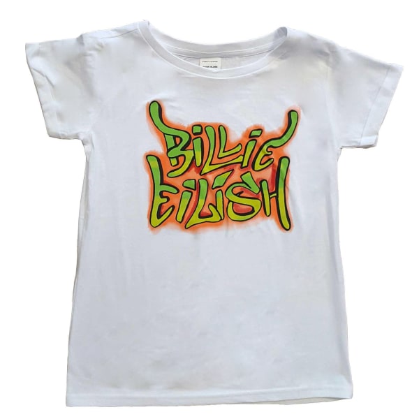 Billie Eilish Girls Graffiti Skinny T-Shirt 11-12 år Vit White 11-12 Years