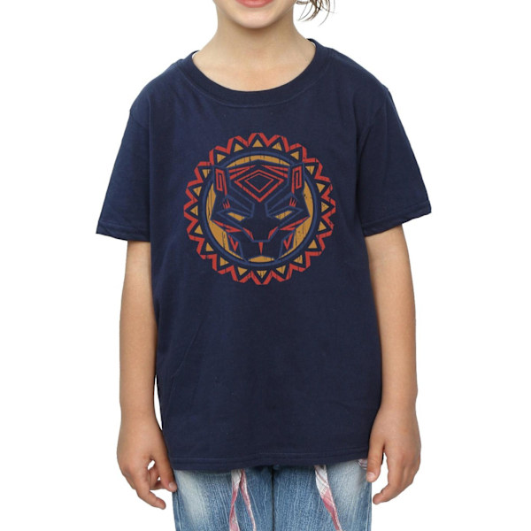 Marvel Girls Black Panther Tribal Panther Icon Bomull T-shirt 9 Navy Blue 9-11 Years