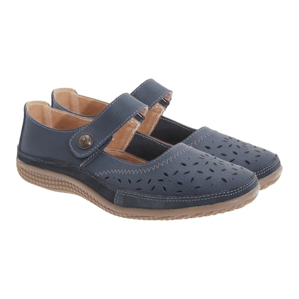 Boulevard Dam/Dam Wide Fitting Touch Fastening Perforated Navy 9 UK