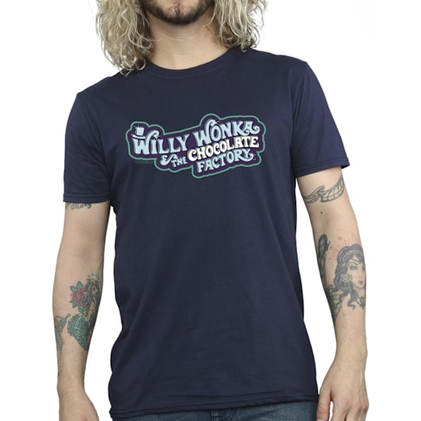 Willy Wonka Herr Chokladfabrik Logotyp T-shirt 4XL Marinblå Navy Blue 4XL