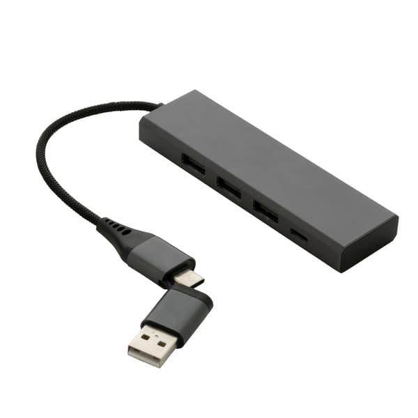 XD Xclusive Terra Återvunnen Aluminium USB 2.0 Hub One Size Grå Grey One Size
