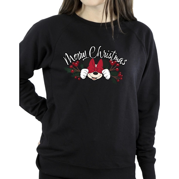 Disney Dam/Kvinnor Minnie Mouse Jul Holly Sweatshirt 3X Black 3XL