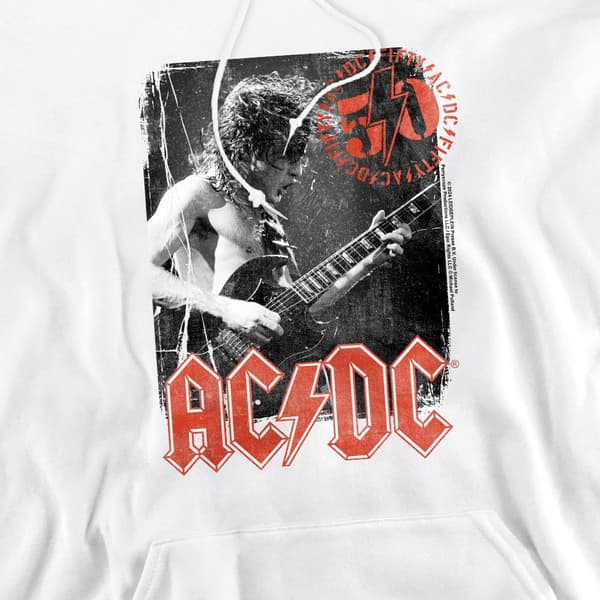AC/DC Herr Stamp Poster Hoodie L Vit White L