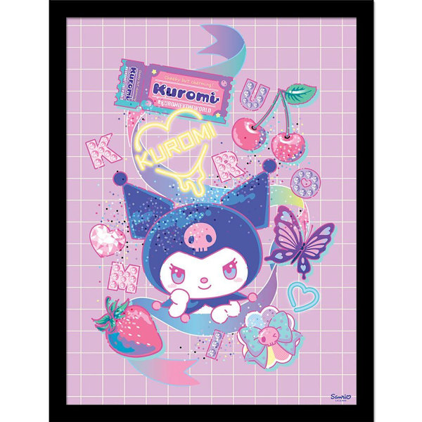 Kuromi Mood Inramad Poster 40cm x 30cm Flerfärgad Multicoloured 40cm x 30cm