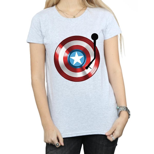 Marvel Dam/Kvinnor Captain America Turntable Bomull T-shirt L Sports Grey L