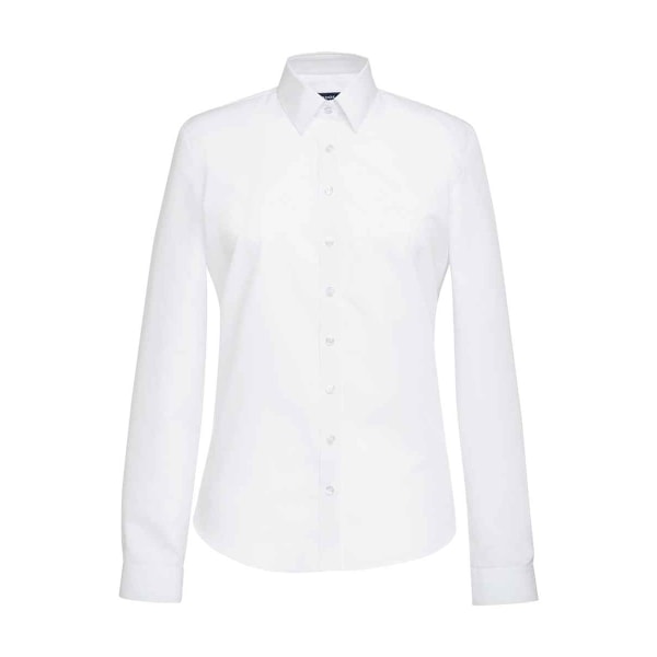 Brook Taverner Dam/Dam Selene Poplin Långärmad Formell Skjorta White 12 UK
