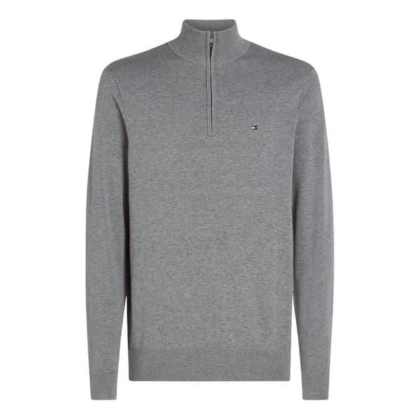 Tommy Hilfiger Herr Tröja med kort dragkedja Normal passform S Mellangrå Medium Grey S