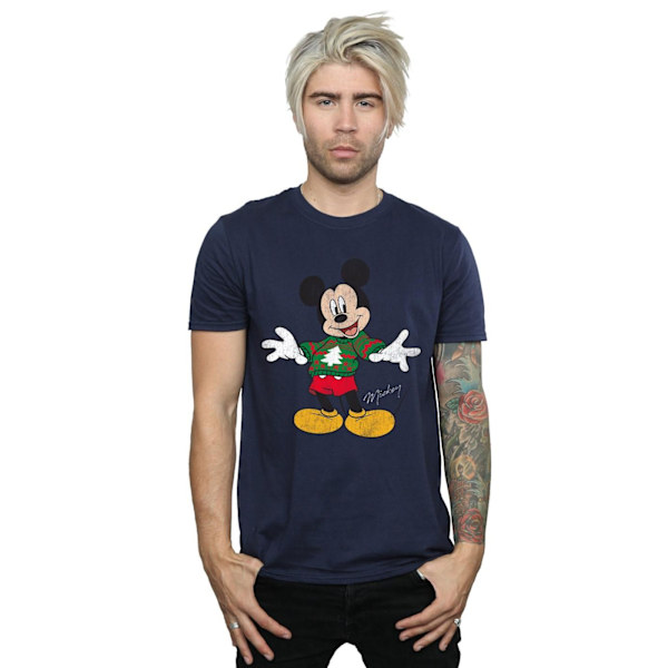Disney Herr Mickey Mouse Jultröja T-shirt L Marinblå Navy Blue L