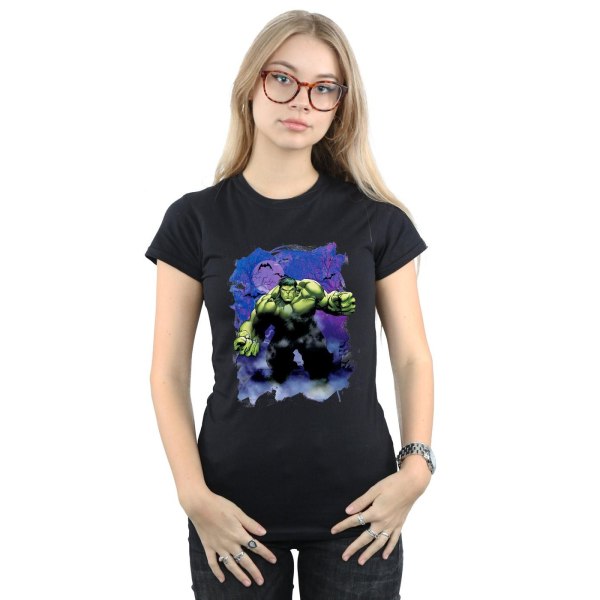 Marvel Dam/Ladies Hulk Halloween Spooky Forest Cotton T-Shir Black XL