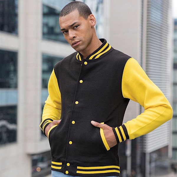 Awdis Unisex Varsity Jacka XS Jet Black/ Sun Yellow Jet Black/ Sun Yellow XS