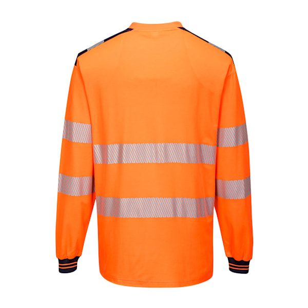 Portwest Herr PW3 Stickad Hi-Vis Komfort Långärmad Säkerhet T- Orange/Navy 5XL