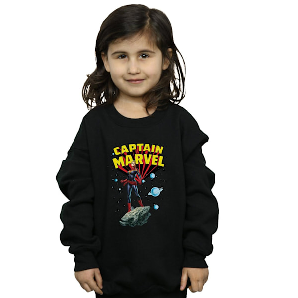 Marvel Girls Captain Marvel Space Pose Sweatshirt 12-13 år B Black 12-13 Years