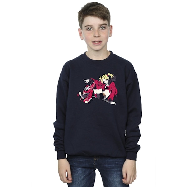 DC Comics Boys Harley Quinn Rollerskates Sweatshirt 7-8 år N Navy Blue 7-8 Years