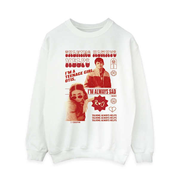 Netflix Dam/Kvinnor Sex Education Otis Talking Helps Sweatshirt White XXL