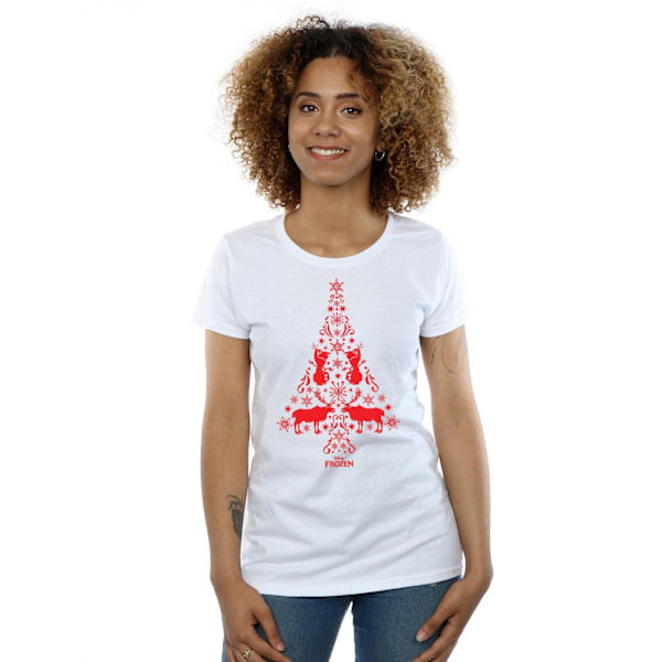 Disney Dam/Kvinnor Frozen Julgran Bomull T-shirt XXL W White XXL