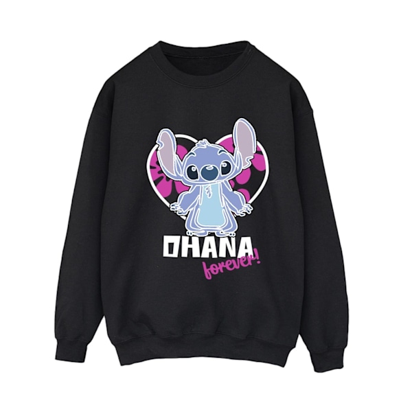 Disney Dam/Kvinnor Lilo Och Stitch Ohana Forever Hjärta Sweatshirt Black XL